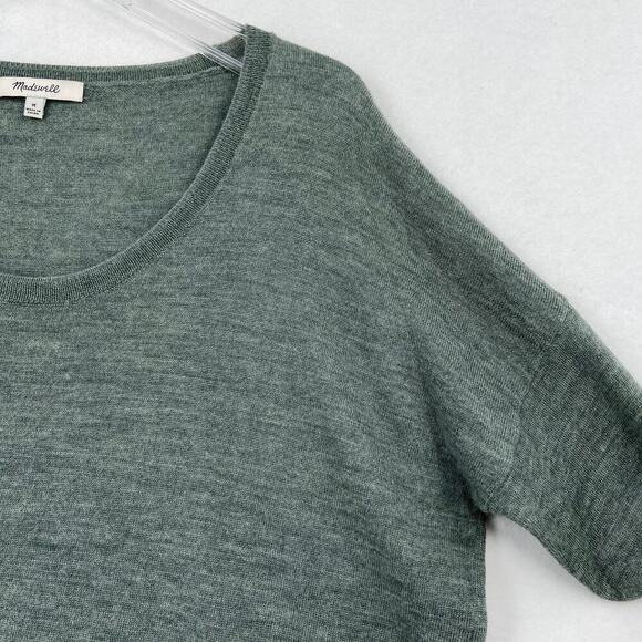 Madewell Merino Wool Sweater Women's Size M Grayish Green High Low Hem - Picture 5 of 11